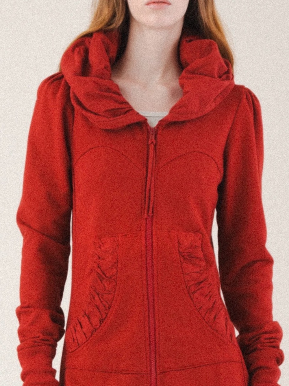 [Prairie Underground] Long Cloak Hoodie in Crimson Sz: M - Picture 11 of 15